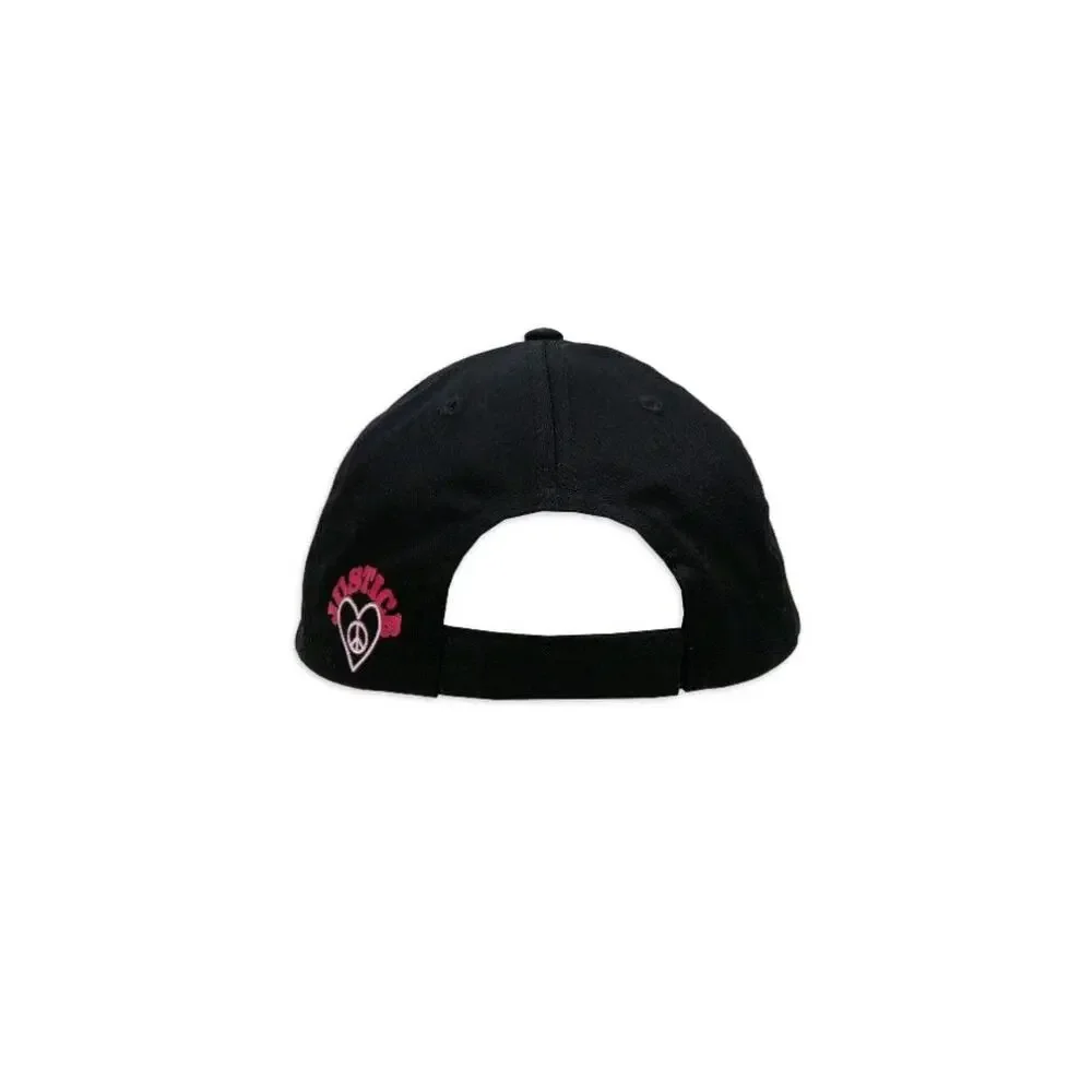 Justice Girls Baseball Style Hat, Black with Plaid Brim